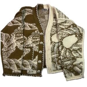 LLL LAB V- Neck Soft Waxy Knit Cardigan  LLA0256 Khaki, Women size Large